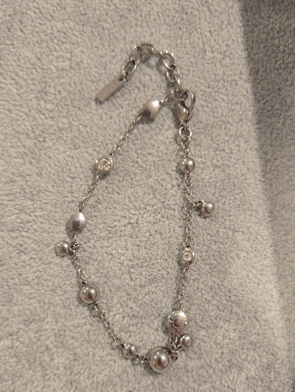 DKNY Silver Bead Charm Bracelet